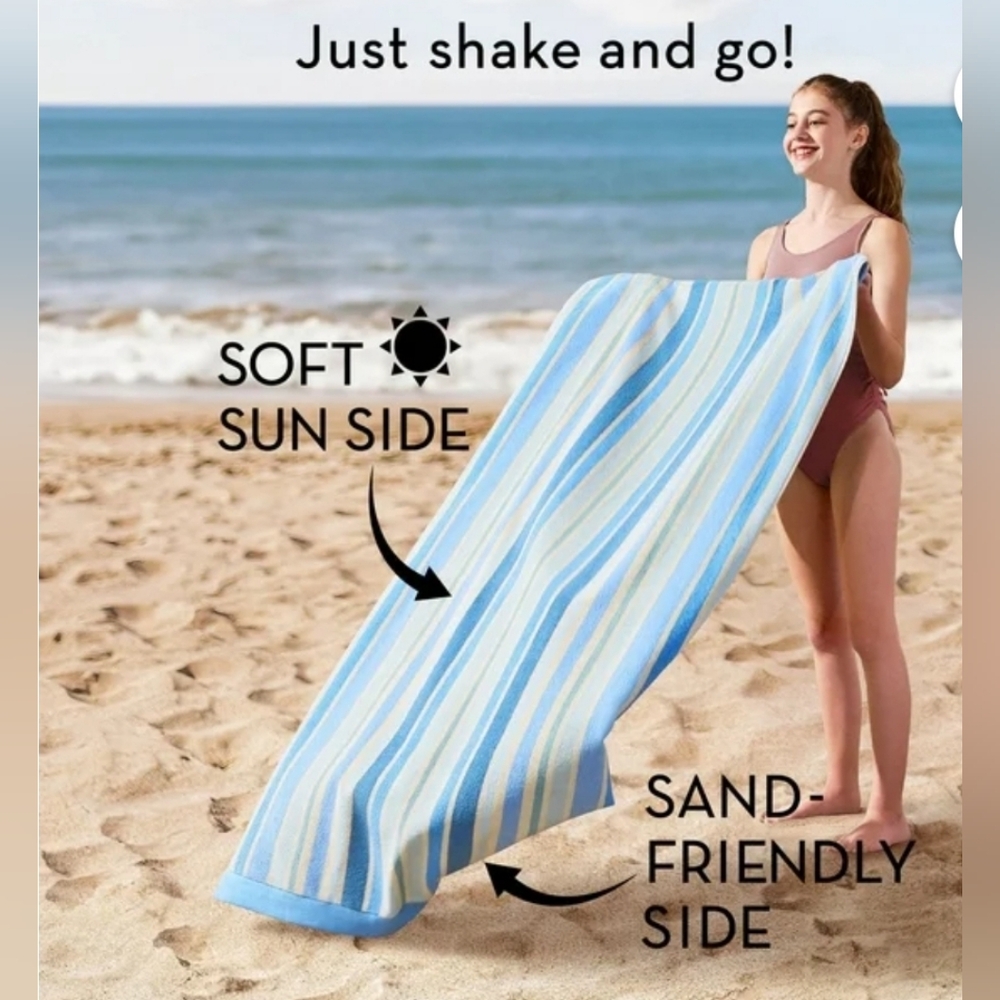 (5) Sand Freindly Striped Beach Towel